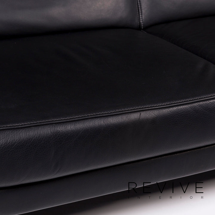Mondo Leder Sofa Schwarz Zweisitzer Funktion Relaxfunktion Couch #11485