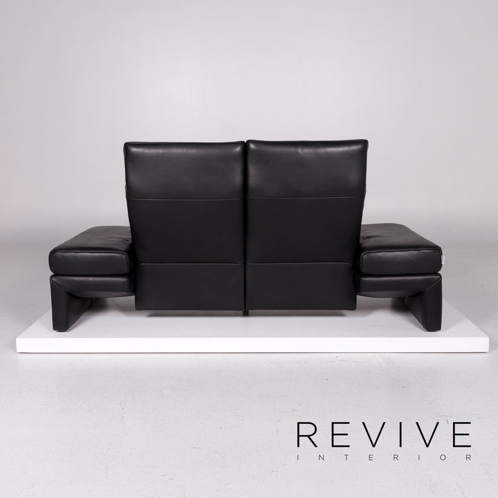 Mondo Leder Sofa Schwarz Zweisitzer Funktion Relaxfunktion Couch #11485