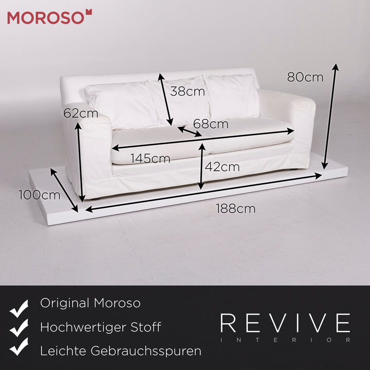 Moroso Stoff Sofa Weiß Zweisitzer #11412