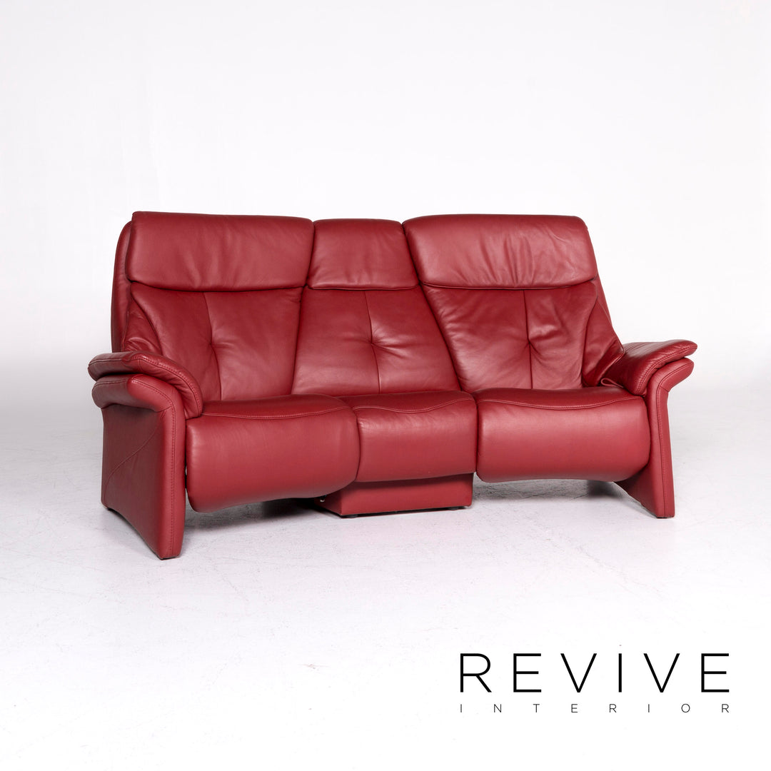 Musterring designer leather sofa red three-seater couch #8753