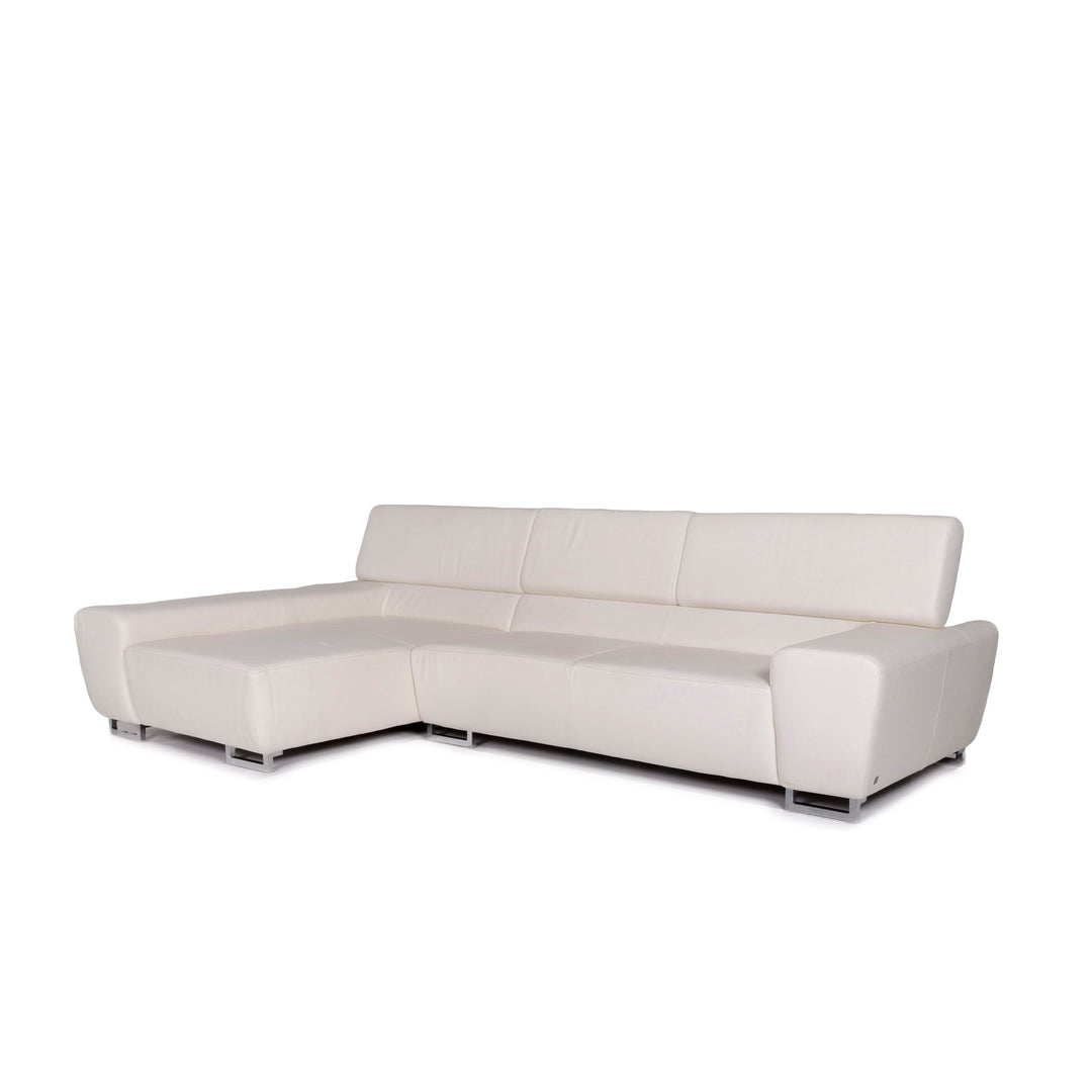 Musterring leather corner sofa white sofa function couch #11177