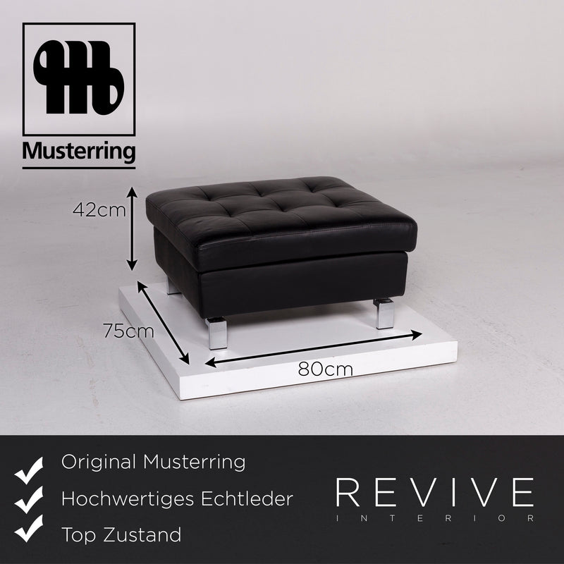 Musterring Leder Sofa Garnitur Schwarz 1x Dreisitzer 1x Hocker 