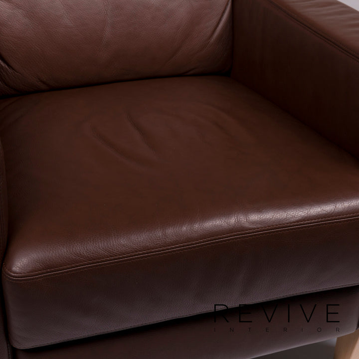 Sample ring leather armchair brown #11470