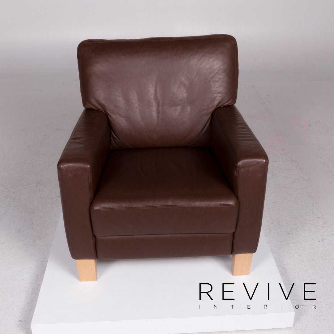 Sample ring leather armchair brown #11470