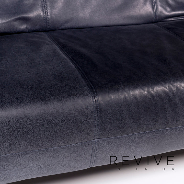 Musterring Leder Sofa Blau Zweisitzer Couch #11240