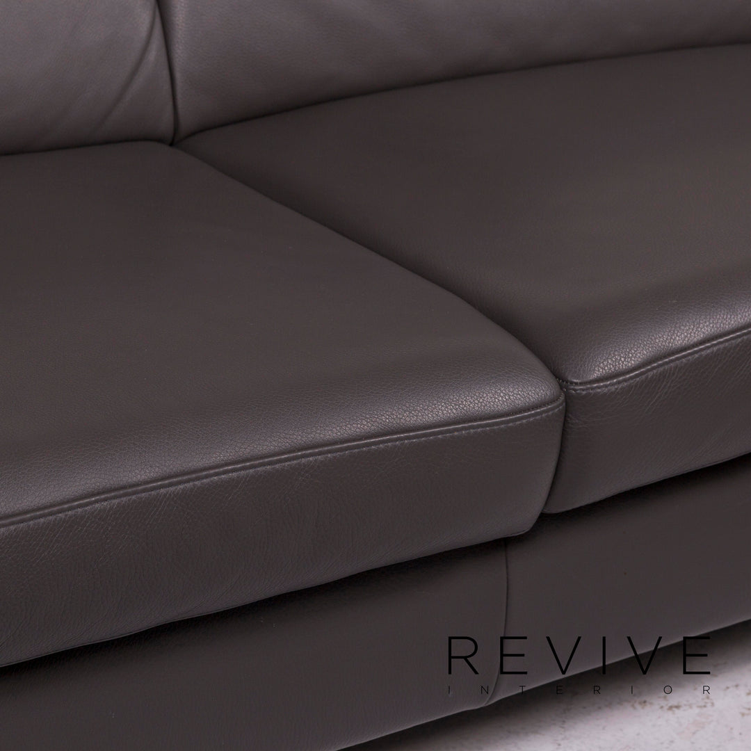 Musterring Leather Sofa Gray Corner Sofa #11668