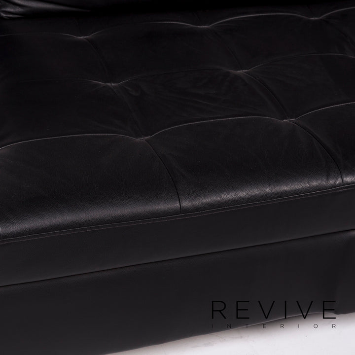 Musterring Leder Sofa Schwarz Dreisitzer Couch #11124