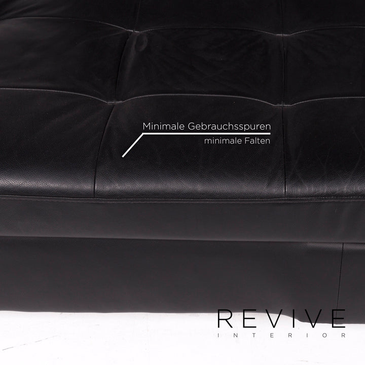 Musterring Leder Sofa Schwarz Dreisitzer Couch #11124