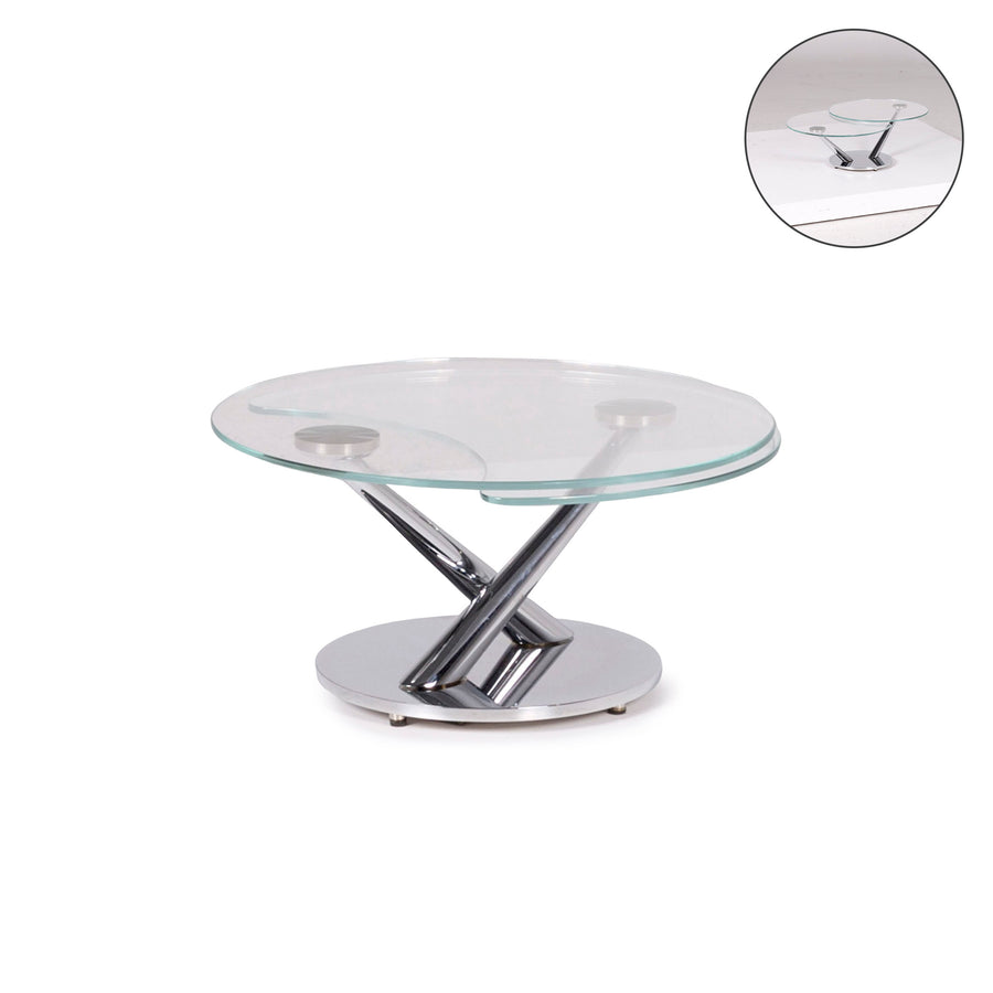 NAOS glass coffee table round movable function table #12193