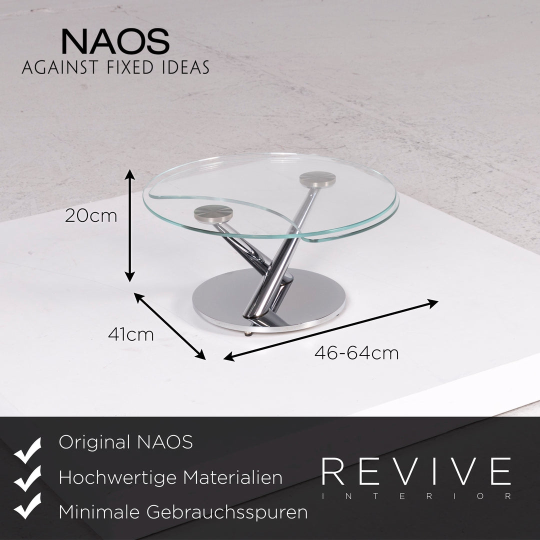 NAOS glass coffee table round movable function table #12193