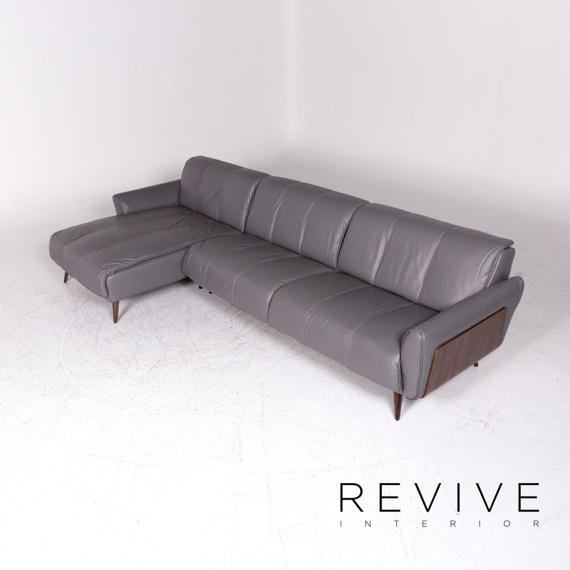 Natuzzi Editions Talento Designer Leder Ecksofa Grau Sofa Couch 