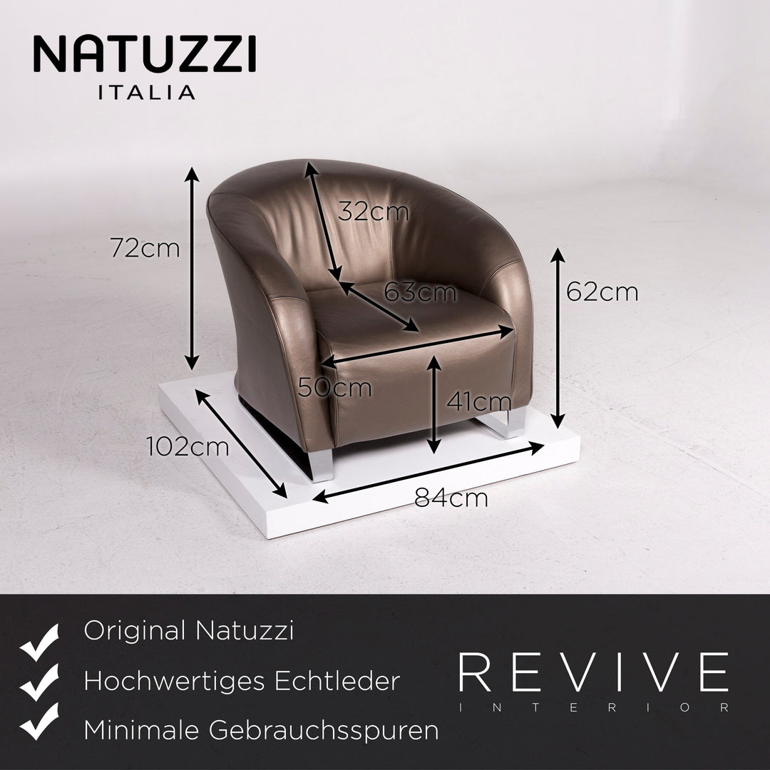 Natuzzi Leather Armchair Bronze Brown #11986