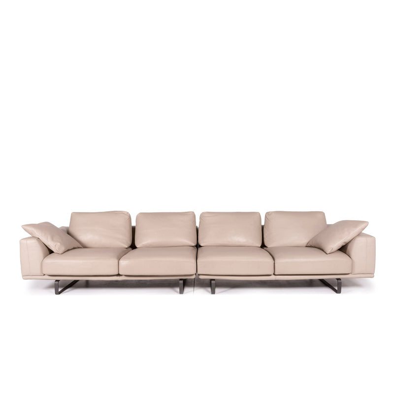 Natuzzi Leder Sofa Beige Viersitzer Couch 