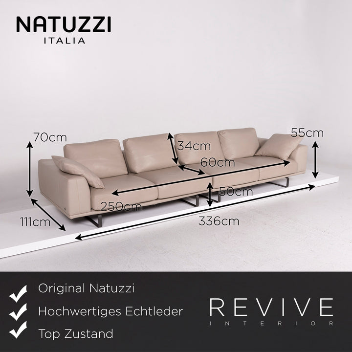 Natuzzi Leather Sofa Beige Four Seater Couch #11970