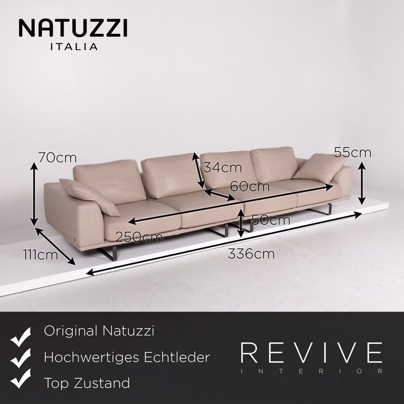 Natuzzi Leder Sofa Beige Viersitzer Couch 