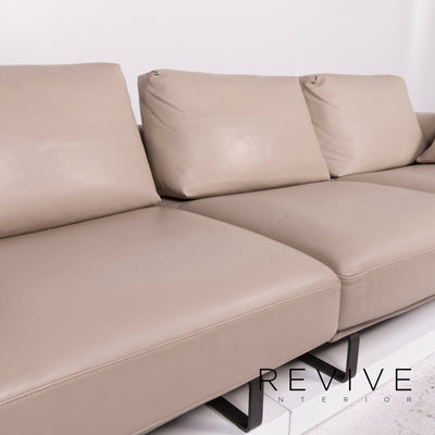 Natuzzi Leder Sofa Beige Viersitzer Couch #11970