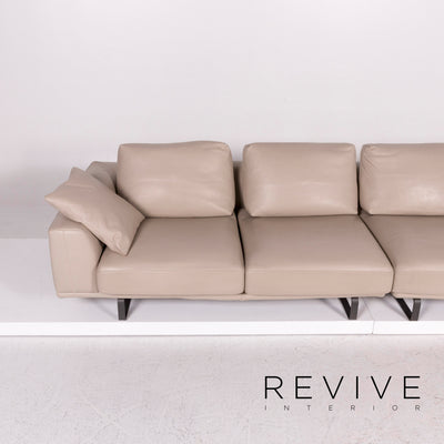 Natuzzi Leder Sofa Beige Viersitzer Couch #11970