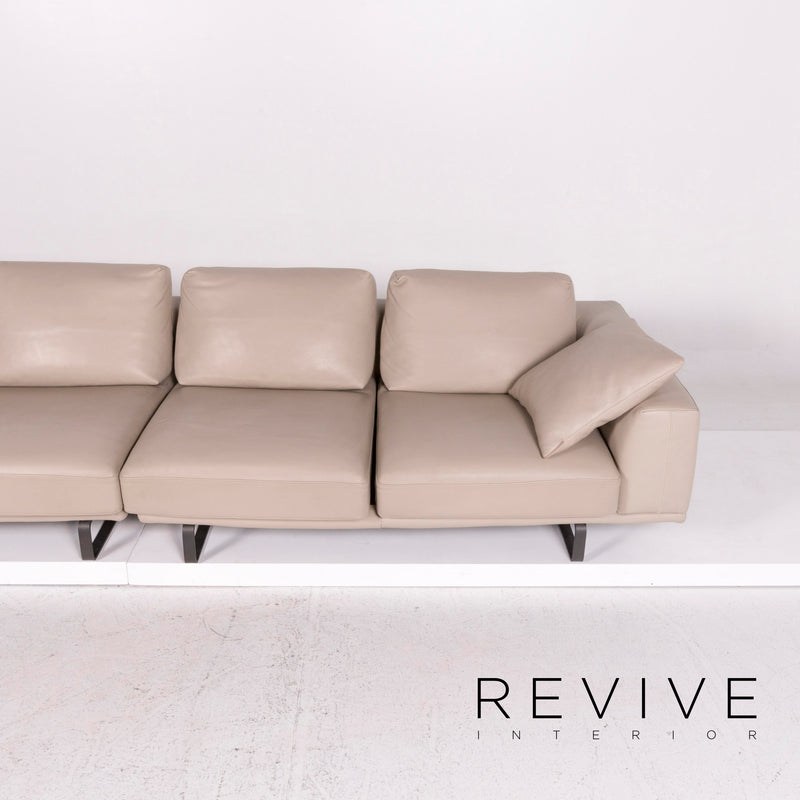 Natuzzi Leder Sofa Beige Viersitzer Couch 