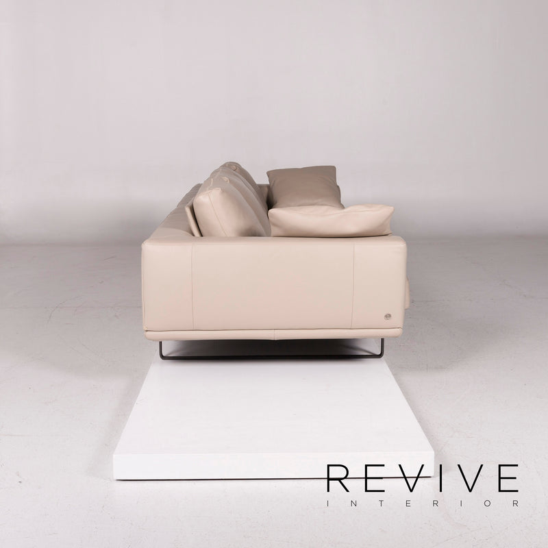 Natuzzi Leder Sofa Beige Viersitzer Couch 