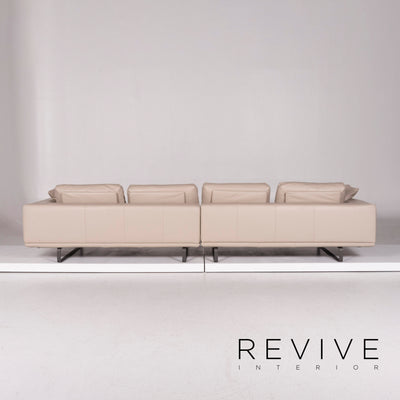 Natuzzi Leder Sofa Beige Viersitzer Couch #11970