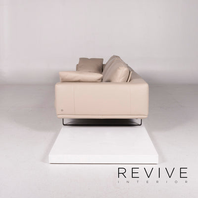 Natuzzi Leder Sofa Beige Viersitzer Couch #11970