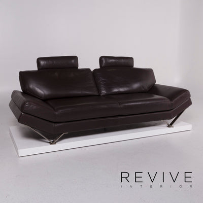 Natuzzi Relevé Leder Sofa Braun Dreisitzer #11590