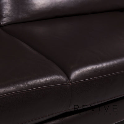 Natuzzi Relevé Leder Sofa Braun Dreisitzer #11590