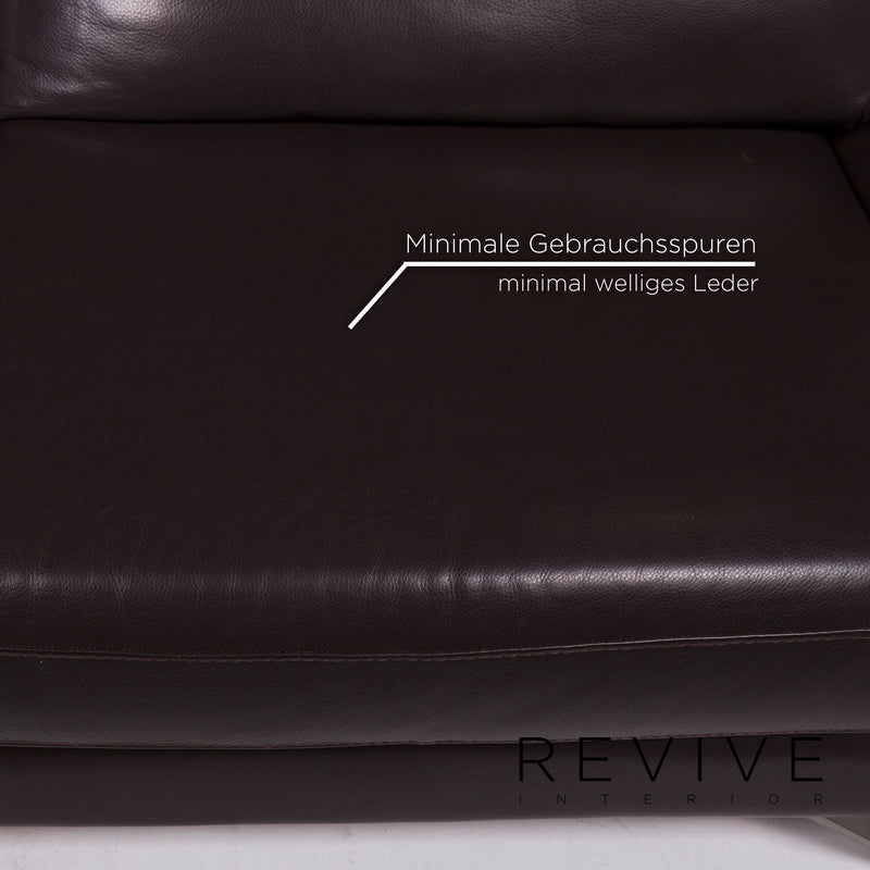 Natuzzi Relevé Leder Sofa Braun Dreisitzer 