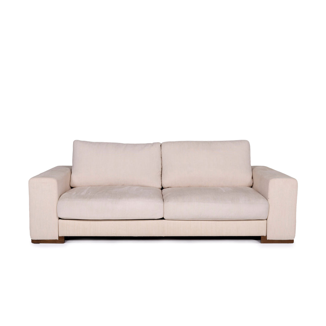 Natuzzi Stoff Sofa Creme Zweisitzer Couch #11375