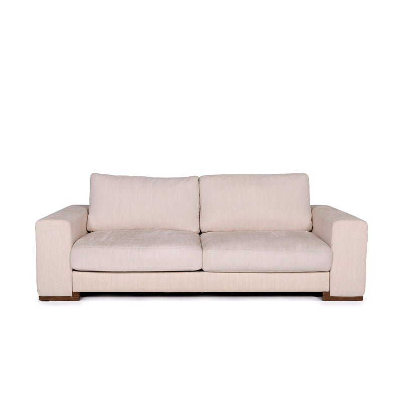 Natuzzi Stoff Sofa Creme Zweisitzer Couch 