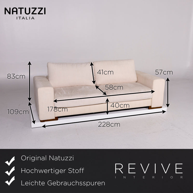 Natuzzi Stoff Sofa Creme Zweisitzer Couch 