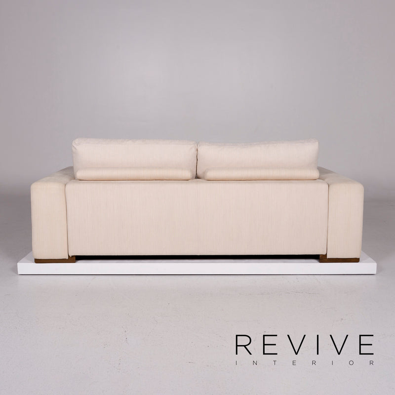 Natuzzi Stoff Sofa Creme Zweisitzer Couch 
