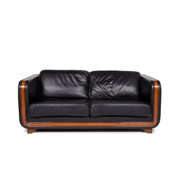 Nieri Leder Sessel Schwarz Zweisitzer Couch #11890