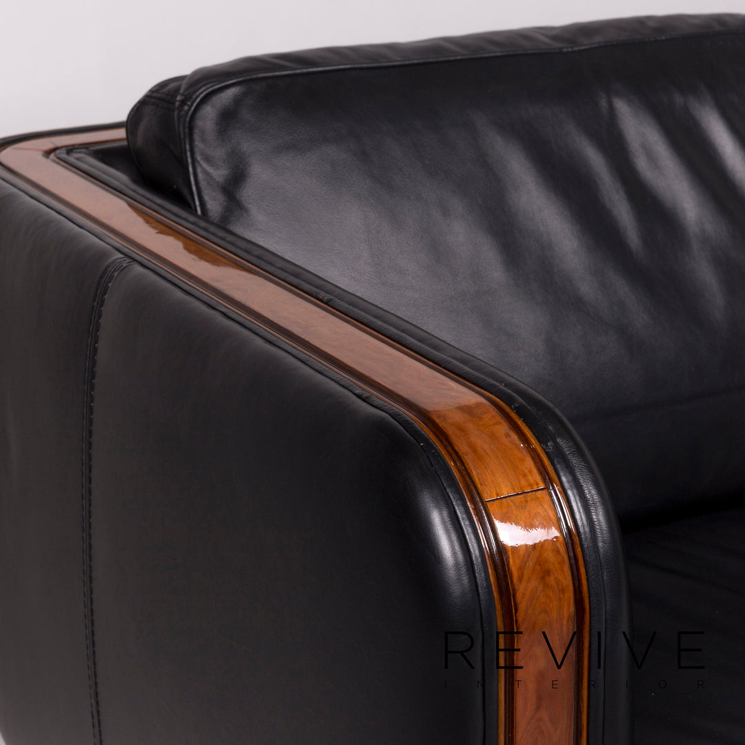 Nieri Leder Sessel Schwarz Zweisitzer Couch #11890