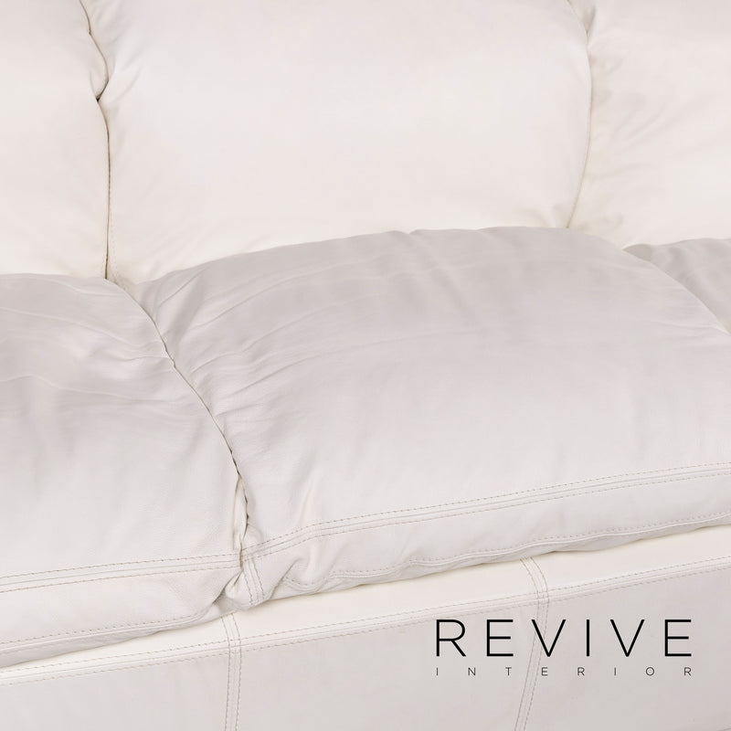 Nieri Leder Sofa Garnitur Weiß 1x Dreisitzer 1x Zweisitzer 