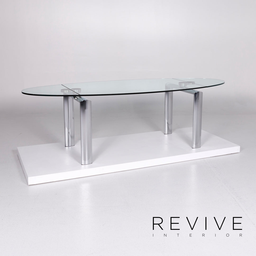 Reflex Policleto Ellittico Designer Glas Tisch Silber Esstisch inkl. Funktion #10726