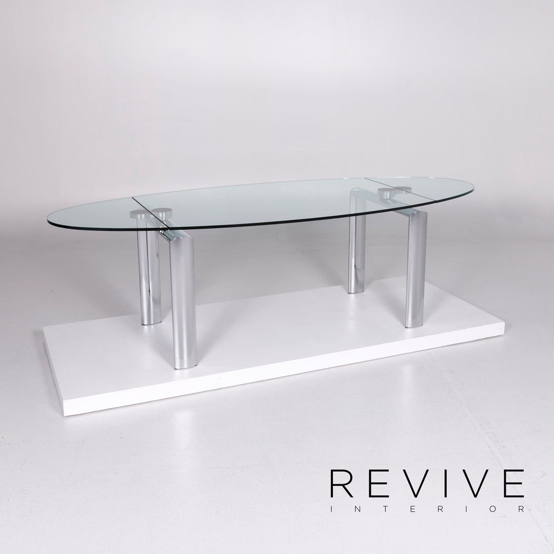 Reflex Policleto Ellittico Designer Glass Table Silver Dining Table Includes Feature #10726