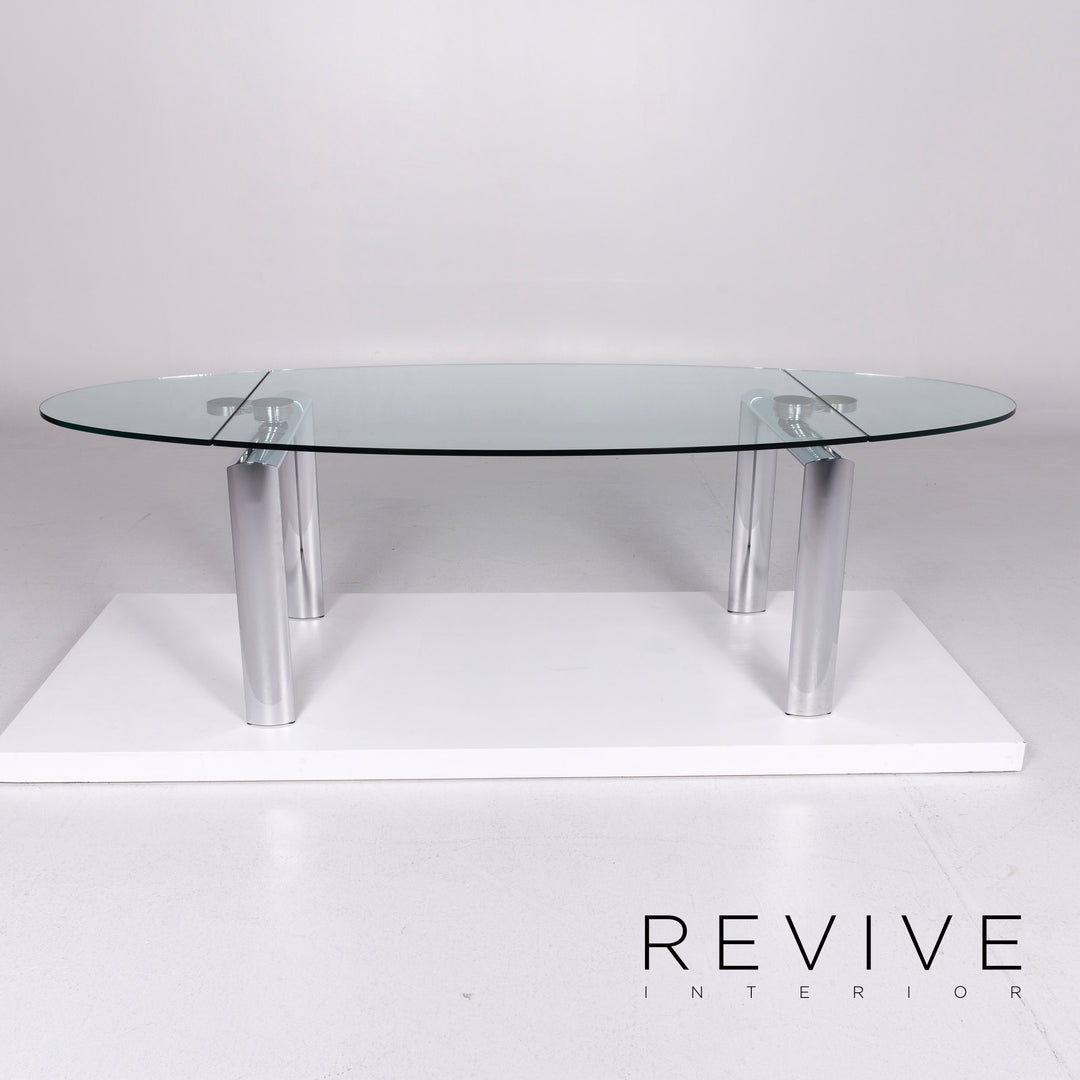 Reflex Policleto Ellittico Designer Glass Table Silver Dining Table Includes Feature #10726
