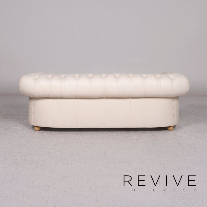 Poltrona Frau Chester Leather Sofa Cream White Three Seater Retro Renzo Frau Couch #10144