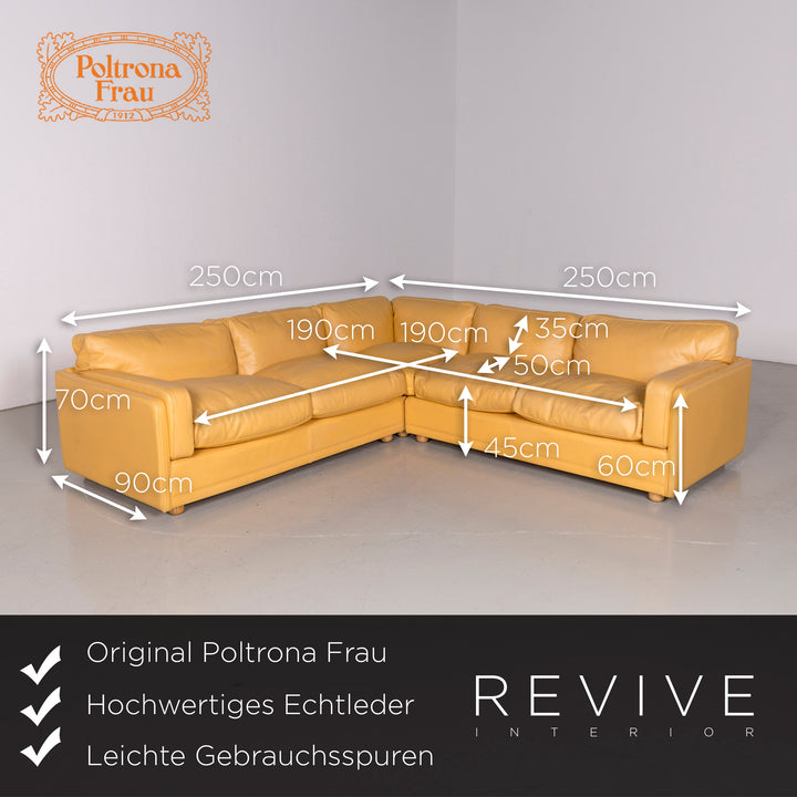 Poltrona Frau Leder Ecksofa Gelb Echtleder Sofa Couch #7132
