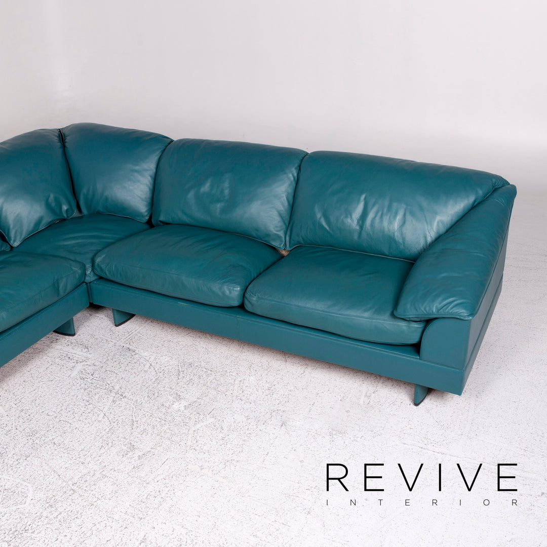 Poltrona Frau Leder Ecksofa Petrol Blau Sofa Couch #9784
