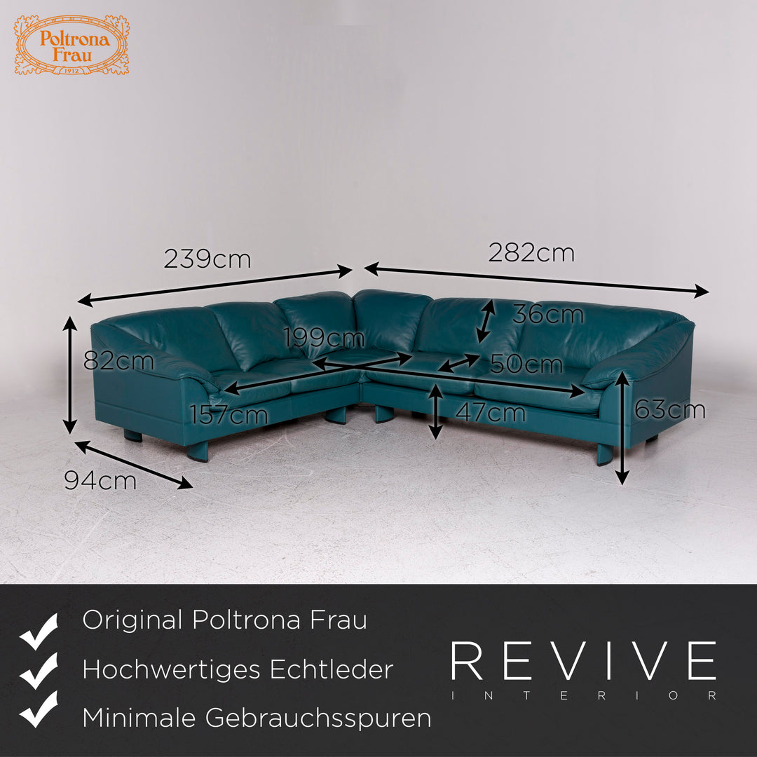Poltrona Frau Leather Corner Sofa Petrol Blue Sofa Couch #9784