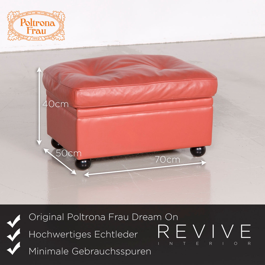 Poltrona Frau Dream On Designer Leather Stool Orange Genuine Leather #7273