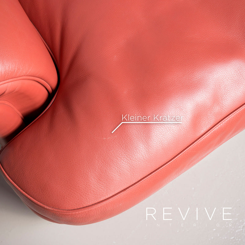 Poltrona Frau Dream On Designer Leder Sofa Hocker Garnitur Orange Echtleder Zweisitzer Viersitzer Couch 