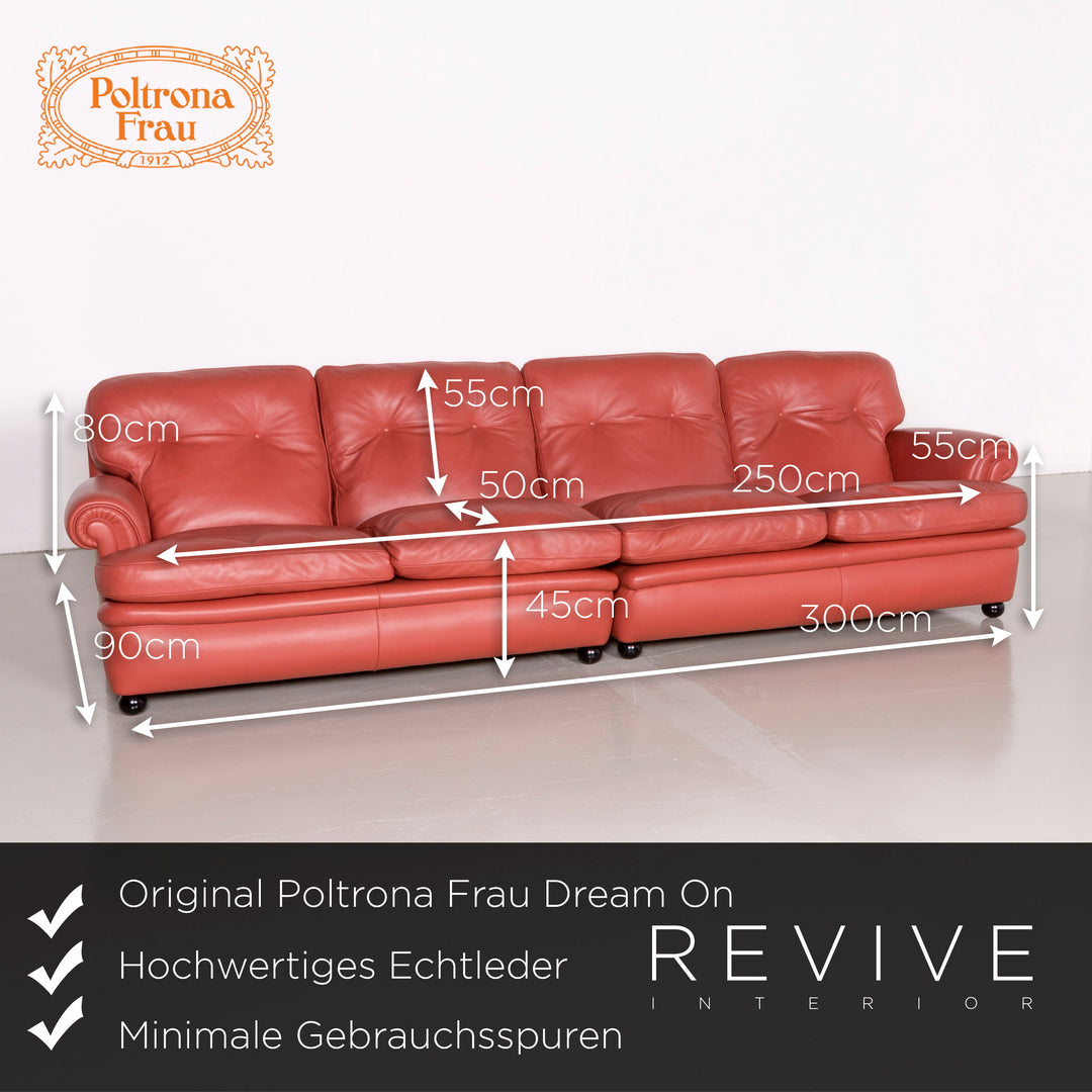 Poltrona Frau Dream On Leder Sofa Orange Echtleder Viersitzer Couch #7073