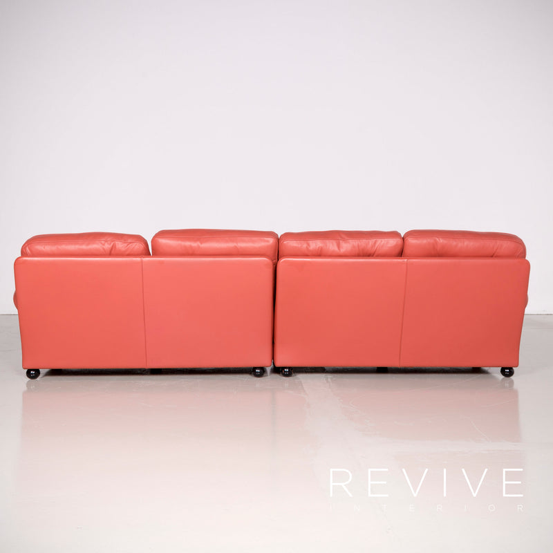 Poltrona Frau Dream On Designer Leder Sofa Hocker Garnitur Orange Echtleder Zweisitzer Viersitzer Couch 