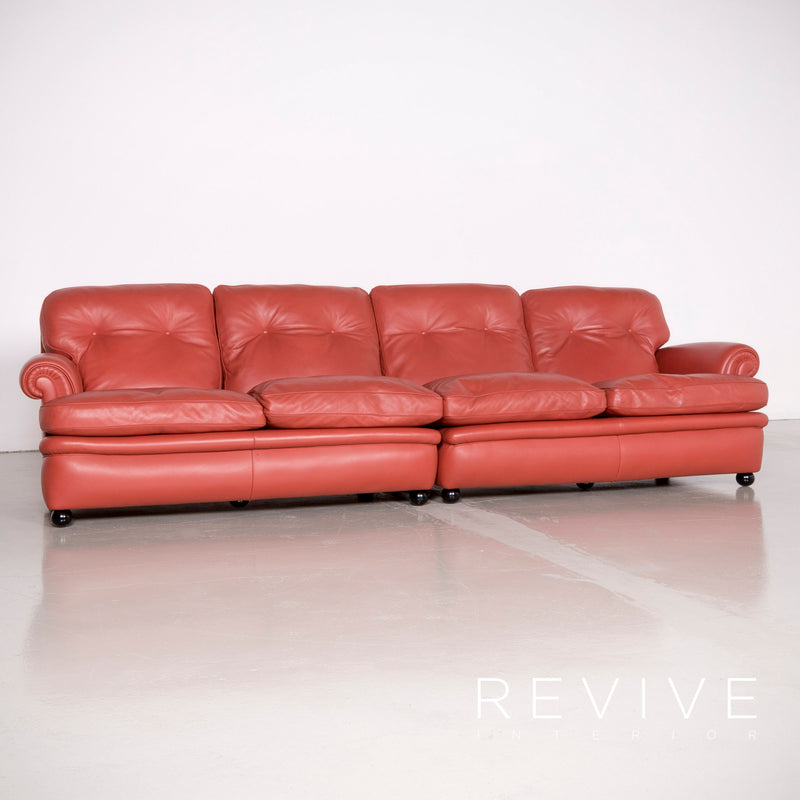 Poltrona Frau Dream On Designer Leder Sofa Hocker Garnitur Orange Echtleder Zweisitzer Viersitzer Couch 