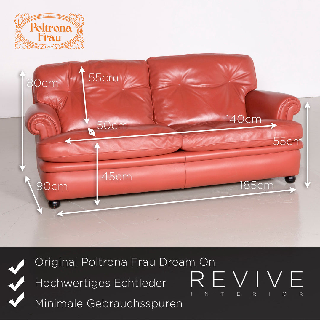 Poltrona Frau Dream On Leder Sofa Garnitur Orange 1x Viersitzer 2x Zweisitzer 1x Hocker #9683
