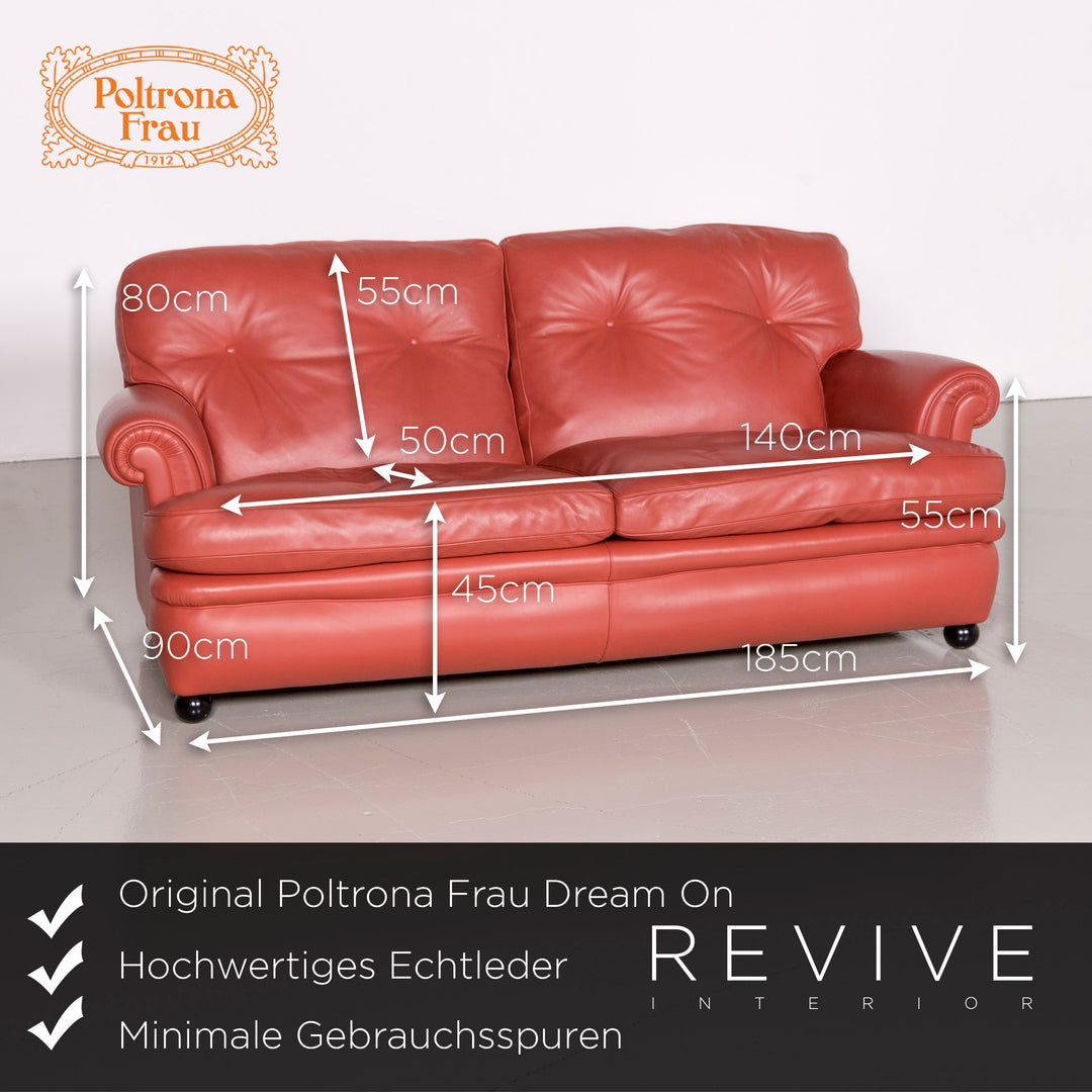 Poltrona Frau Dream On Leder Sofa Garnitur Orange 1x Viersitzer 2x Zweisitzer 1x Hocker #9683