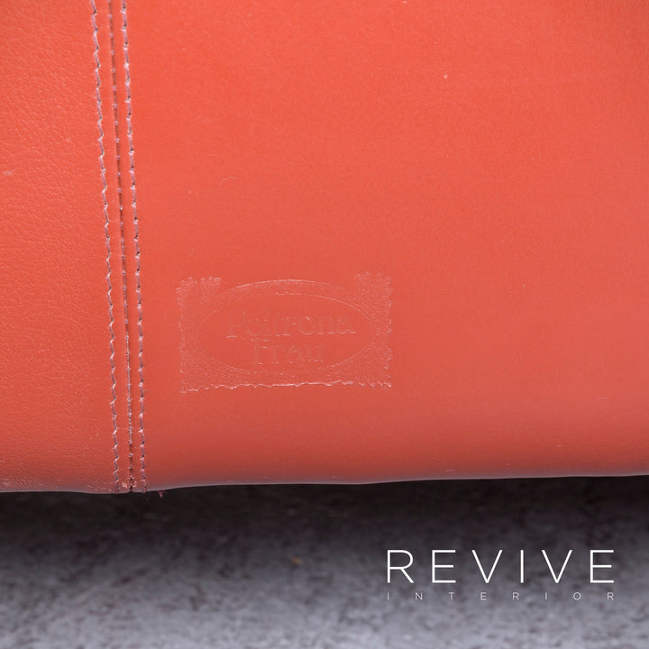 Poltrona Frau La Chapannelle leather sofa Orange by Tito Agnoli real leather two-seater couch #7136